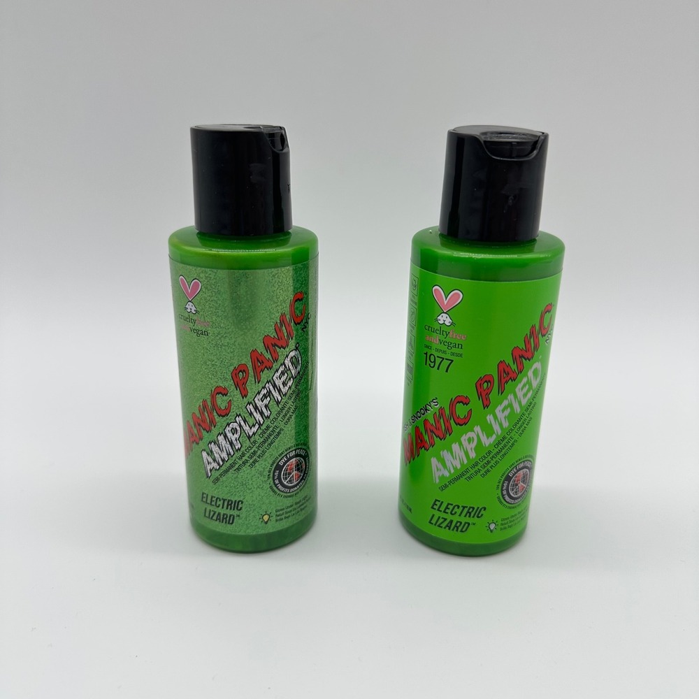 2 Manic Panic Amplified Semi-Permanent Hair Dye Electric Lizard Green 4 Oz New